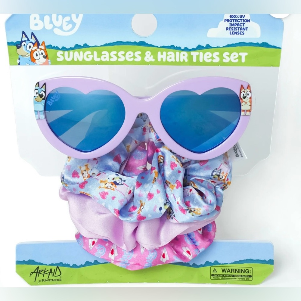 Bluey Sunglasses‎ & Hair Ties Set - Purple and Blue! NEW!